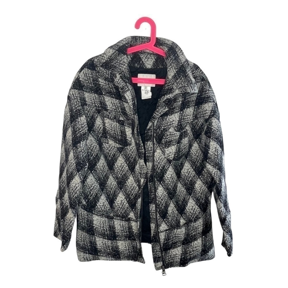 Pierre Balmain Oversized Graphic Print Coat - Black/White - Size 42